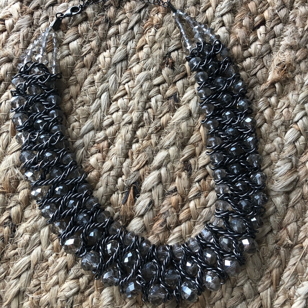 Silver and crystal statement necklace